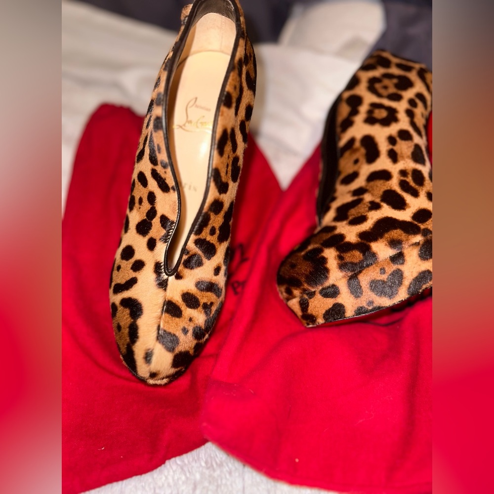 Christian Louboutin leopard 5.5 inch heels.